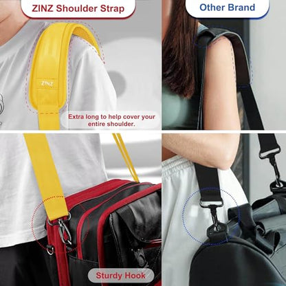 ZINZ 74" Shoulder Strap with Fixed Pad and Dual Balanced Buckles，Yellow - color: Yellow