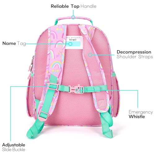 mibasies Girls Backpack with Lunch Box: 3PCS Kids Backpack Set for Kindergarten Elementary - 15 IN Cute Bookbag - Rainbow - color: Rainbow