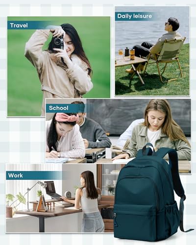 winspansy Backpack for School Teenage Girls Boys,Waterproof Lightweight School Bags Travel Daypack Simple Cute College Backpack Rucksack for Women Men fit 14 Inch Laptop,Peacock Blue - color: A2-peacock Blue
