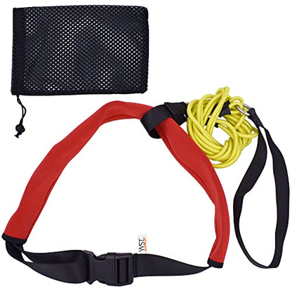 YYST Swimming Bungee Resistance Training Belt Swim Exerciser Tether (One Waist Belt, Bungee Cord, Storage Bag)