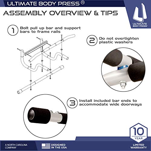 Ultimate Body Press XL Doorway Pull Up bar with Elevated bar & Adjustable Width - color: XL Doorway Pull Up Bar