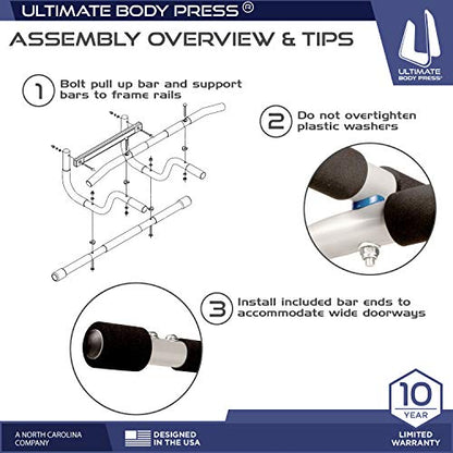 Ultimate Body Press XL Doorway Pull Up bar with Elevated bar & Adjustable Width - color: XL Doorway Pull Up Bar