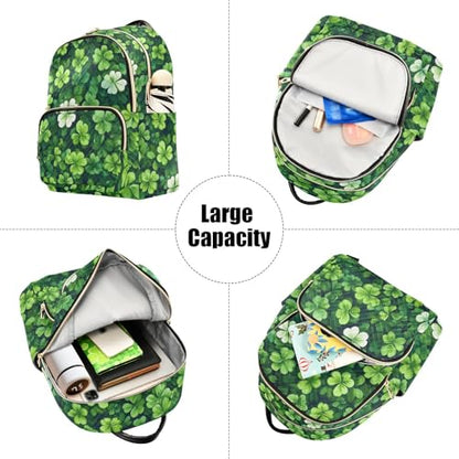 St. Patrick's Day Green Leaf Aesthetic Backpack Purse for Women Shoulder Bag Fashion Daypack Ladies Handbag Lightweight Travel Bag Rucksack - color: Green Leaf-1, size: Medium