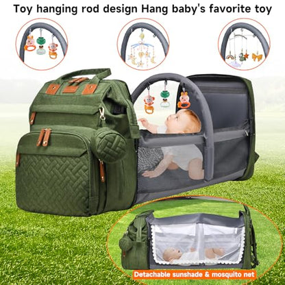 Baby Diaper Bags with Changing Station Multifunctional Waterproof Diaper Bag Backpack Travel Baby Bag with Changing Pad, Pacifier Case,Baby Essentials(Army Green) - color: Army Green