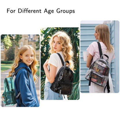 TINYAT Small Clear backpack for Women - See Through Clear Bag - color: Orange