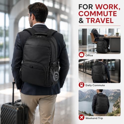 star cloud Business Laptop Backpack for Men, Travel Backpack with Front Organizer Pocket, Spacious Main Compartment, Side Bottle Pocket and Compression Buckle Strap for Commute and Weekend Trip