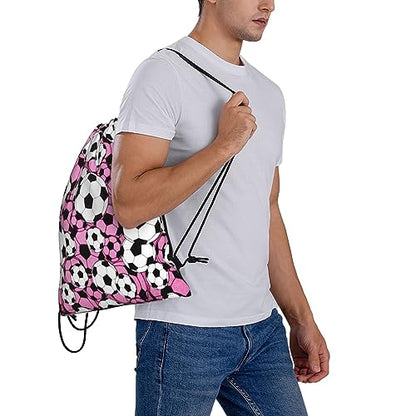Soccer Drawstring Backpack Gym String Bag Water Resistant Drawstring Sackpack Sport For Womens Mens - color: Football3