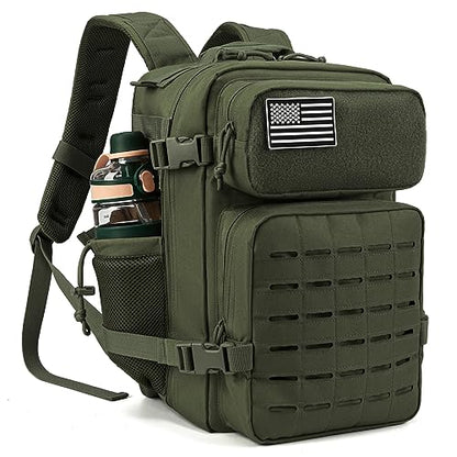 QT&QY 25L/45L Military Tactical Backpack For Men Molle Daypack 3 Day Bug Out Bag Hiking Rucksack With Bottle Holder - color: 25l Green