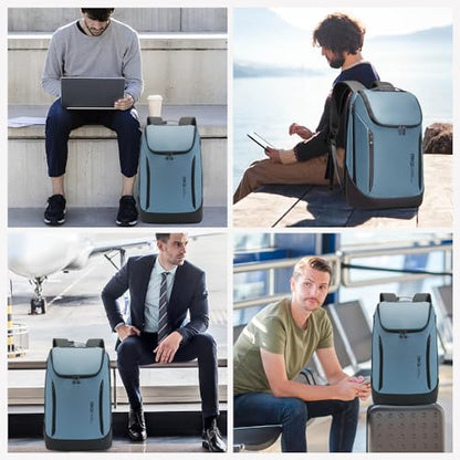 BANGE Business Smart Backpack Waterproof fit 15.6 Inch Laptop Backpack with USB Charging Port,Travel Durable Backpack - color: Light Blue