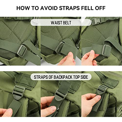 REEBOW GEAR Military Tactical Backpack for Men Large Army 3 Day Assault Pack Molle Hiking Daypack Bag (Green) - color: Green