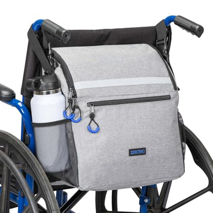 ZHCHG Wheelchair Bags, Wheelchair Backpack with Cup Holder, Wheelchair Bags to Hang on Back, Electric Wheel Chair Accessories, Large Storage Bag for Walker Rollator- Gray - style: Gray