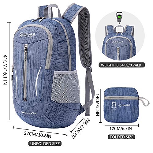 ZOMAKE 25L Ultra Lightweight Packable Backpack, Foldable Hiking Backpacks Water Resistant Small Folding Daypack for Travel(Navy Blue) - color: Navy Blue