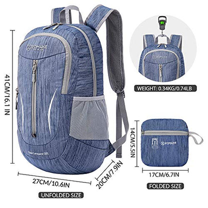 ZOMAKE 25L Ultra Lightweight Packable Backpack, Foldable Hiking Backpacks Water Resistant Small Folding Daypack for Travel(Navy Blue) - color: Navy Blue