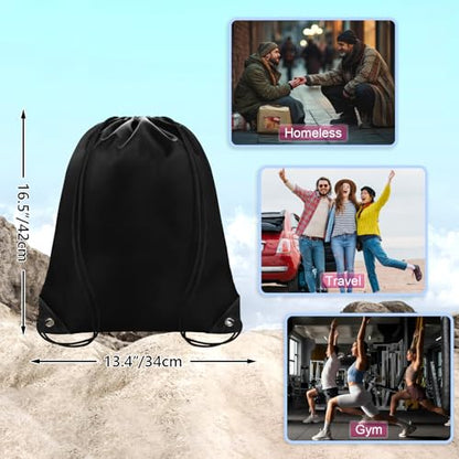 Grneric Drawstring Backpack Bulk 70Pcs String Backpack Drawstring Bags Cinch Bag Sackpack for Men Women Gym(Black) - color: Black