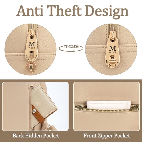 Montana West Mini Backpack Purse for Women Anti Theft Backpacks with Secured Zipper and Tassel - color: *Mini Khaki