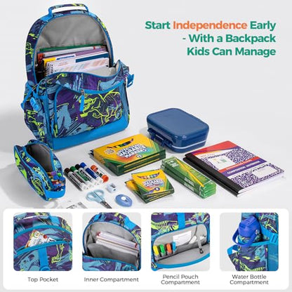 Choco Mocha Lightning Backpack for Kids Boys, Elementary School Backpack for Boys Ages 6-8 Kids Bookbag 17 Inch with Chest Strap, Blue - color: Lightning-blue