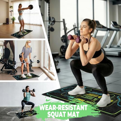 Squat Mat with Foot Position,Non-Slip Workout Mat for Squats & Leg Exercises, Improves Muscle Activation & Knee Support, Home Gym Fitness Mat,30 * 13.8"inch Squat Pad - color: Black