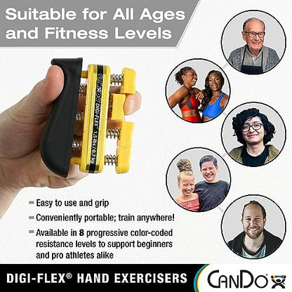 CanDo Digi-Flex Hand and Finger Exerciser Blue-Heavy - For Dexterity, Strength, and Flexibility for Fingers, Hands, and Forearms