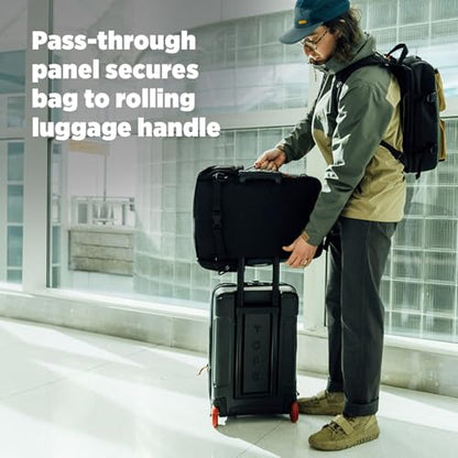Topo Designs Global Travel Bag – 30L or 40L - Carry-On Compliant Most Airlines, Durable Travel Duffel Bag, Clam Shell Main Pocket, Laptop Sleeve, Backpack, Luggage (30L / Pond Blue/Spice) - color: Pond Blue/Spice, size: 30L