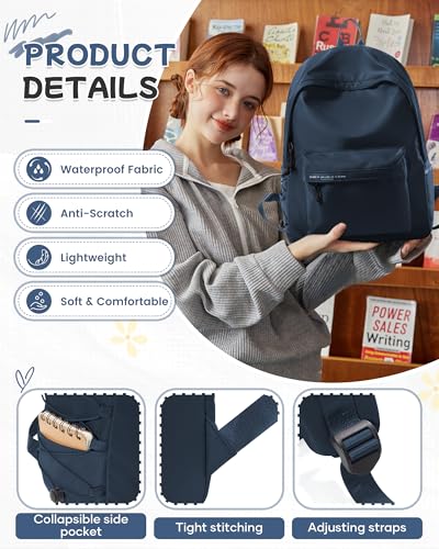 Small Backpack for School Girls Kids Women, Dark Blue Waterproof Bookbag Cute High School Back Pack for Men Teen Boys, Lightweight Travel College Backpack Mochilas Escolares para Daypack Rucksack - color: Royal Blue