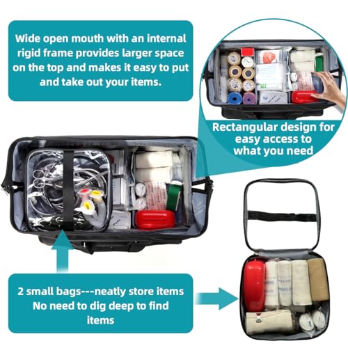 Nurse Rolling Medical Duffle Bag Work Nursing School College Student Must Have Clinical Home Health Cna Nr Gifts Carry On Bag with Wheels Doctor Emt Ems Healthcare Equipment Homecare Physician (Black) - color: Black