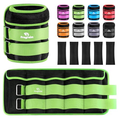 Fragraim Adjustable Ankle Weights 1-3/4/5/6/8/10/12/15/20 LBS Pair with Removable Weight for Jogging, Gymnastics, Aerobics, Physical Therapy - color: Green, style: 7.5 lbs each( 15 lbs pair)
