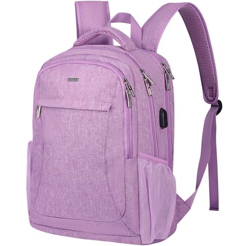 Voova Travel Laptop Backpack, Business Work Laptop Backpack for Women & Men with USB Charging Port, Waterproof Slim Durable College Computer Bag Fits 15.6 Inch Laptops and Notebook, Purple - color: Purple