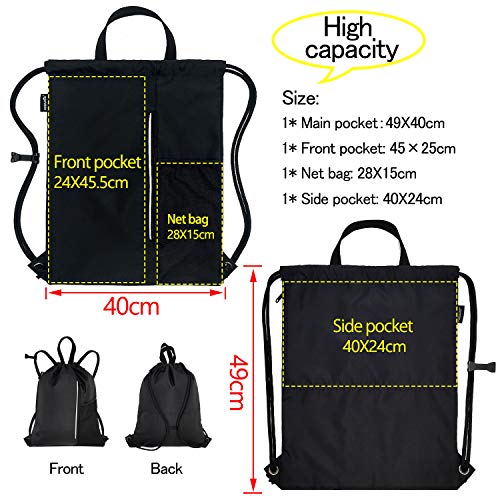HOLYLUCK Drawstring Backpack Gym Bag For Men Women, String Beach Swim Sports Backpack - color: Dark Grey, style: Standard Drawstring