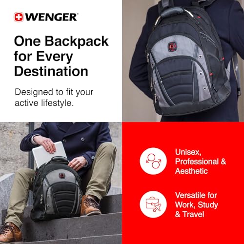 Wenger Synergy Laptop Backpack, Fits 16 Inch Laptop, Men's and Women's Laptop Bag, Black/Grey - style: Wenger Synergy Laptop Backpack