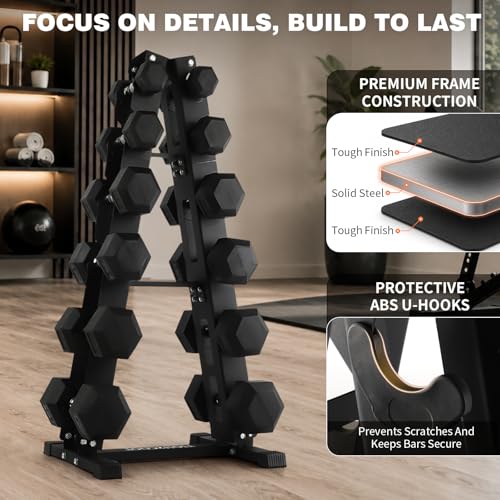 LIONSCOOL 5/6 Tier A-Frame Dumbbell Rack Stand Only, Heavy Duty Steel Weight Rack for Home Gym, Space-Saving Dumbbell Stand (200/300/600LBS Capacity) - size: 6 Tier 5-60LB