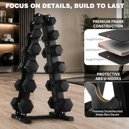 LIONSCOOL 5/6 Tier A-Frame Dumbbell Rack Stand Only, Heavy Duty Steel Weight Rack for Home Gym, Space-Saving Dumbbell Stand (200/300/600LBS Capacity) - size: 6 Tier 5-60LB