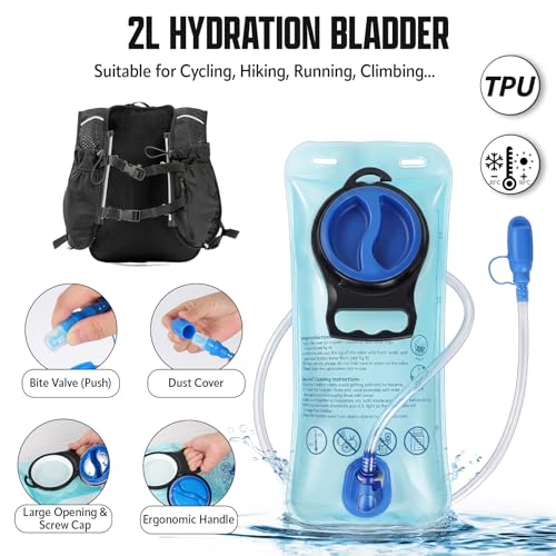 HIPONY Hydration Backpack with 2L Leak-Proof Water Bladder, Lightweight Running Hydration Pack, Adjustable Vest Style Water Backpack for Trail Running, Cycling and Biking - size: 2L Hydration Backpack