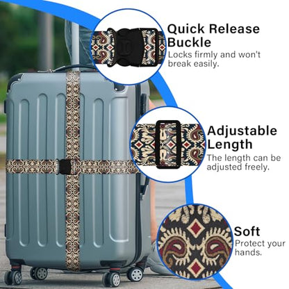 2 Pack Luggage Straps for Suitcases, Adjustable Travel Belt with Double Lock and Quick Release Buckle, Heavy Duty Nylon Bag Packing Strap, Unique Identifiers Business Travel Accessories-Dark Totem - color: 24020 Dark Totem