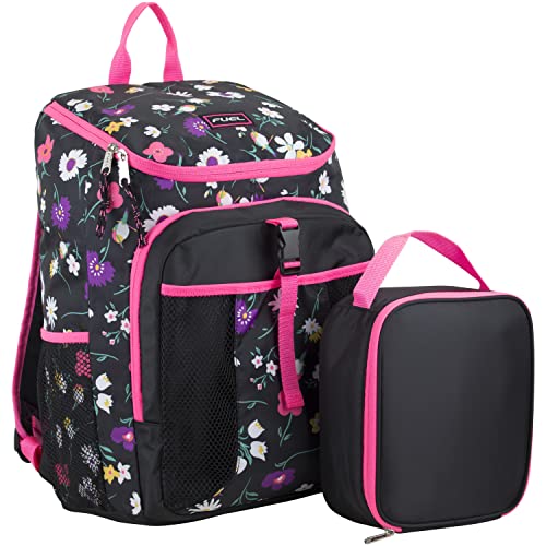FUEL Top Loader Teens Student Water Resistant Backpack Set Lunch Bookbag Bag Soft Reusable Insulated Cooler Lunch Box Thermal Travel Office Lunch Bag, Floral - color: Floral
