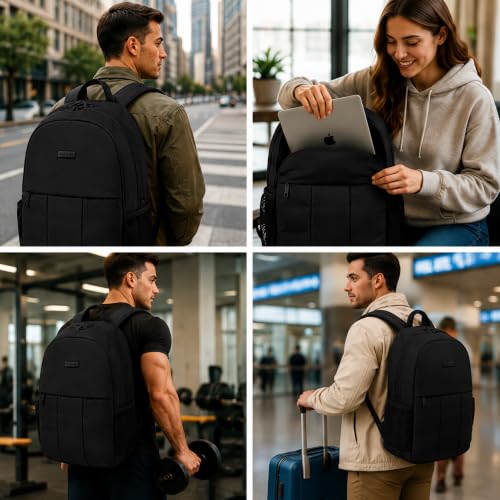 Reebok Backpack - Multipurpose Lightweight Carry On Everyday Laptop Gym Travel Commuter Backpack, Regan II Black - color: Regan II Black