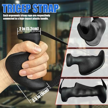 BLUSLM Ergonomic Tricep Rope Pulldown Attachments, Upgraded 27 32 40 & 47 Inch Extra Long Triceps Rope Cable Attachments for Gym, LAT Pull Down Bar for Cable Machine, Tricep Workout Cable Attachments - color: CABLE HANDLES-01