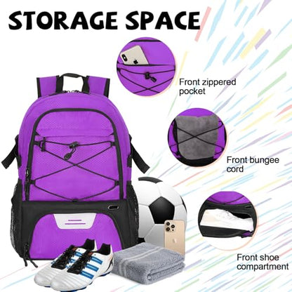 Goloni 35L Basketball Bag,Basketball Backpack with Shoe and Ball Compartment,Backpack for Soccer, Volleyball - color: purple