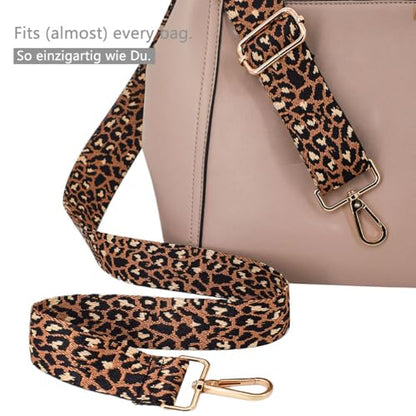 Replacement Purse Strap Shoulder Strap Adjustable Crossbody Strap for Women Crossbody Wide Shoulder Bag - color: Brown Leopard Print-gold Hardware