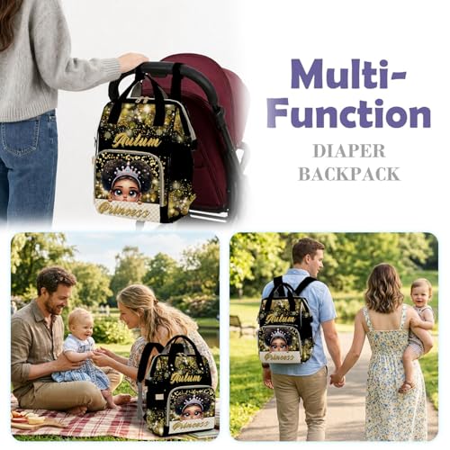 Custom Diaper Bag with Name,Personalized Diaper Bag Backpack &Insulated Water Bottle Mother Gift,Custom Monogram Baby Travel Bag Nursing Diaper Mommy Backpack with Adjustable Shoulder Straps Nappy Bag - color: Design 17