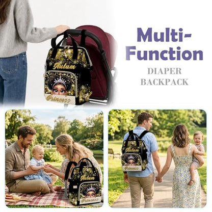 Custom Diaper Bag with Name,Personalized Diaper Bag Backpack &Insulated Water Bottle Mother Gift,Custom Monogram Baby Travel Bag Nursing Diaper Mommy Backpack with Adjustable Shoulder Straps Nappy Bag - color: Design 17