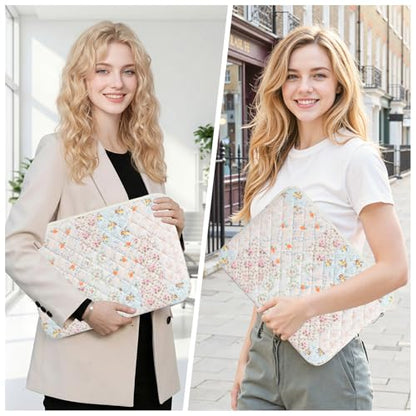 13-14 inch Cotton Quilted Laptop Sleeve for Women, Aesthetic Puffy Laptop Case Carrying Bag Compatible with MacBook Air/Pro 13/Pro 14, Soft Computer Liner Bag (Coloful Pin, 13.3 inch) - color: Coloful Pin, size: 13.3 inch