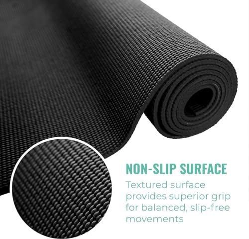 12-Pack Classic Yoga Mat With Carrying Strap, 68" x 24" Non Slip Exercise Mat, 4mm Thick Gym Mat, Bulk Non Toxic Yoga Mats for Home Workout, Schools, Classroom, and Studios - color: Gray