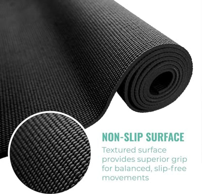 12-Pack Classic Yoga Mat With Carrying Strap, 68" x 24" Non Slip Exercise Mat, 4mm Thick Gym Mat, Bulk Non Toxic Yoga Mats for Home Workout, Schools, Classroom, and Studios - color: Gray