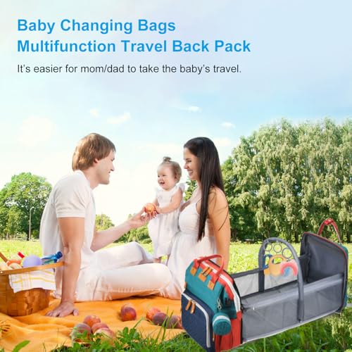 Jeryswet Baby Diaper Bags with Changing Station, Waterproof Large Capacity Diaper Bag Backpack for Moms Dads with USB Charging Port and Stroller Straps, Baby Shower Gifts, RGB - color: Green-blue-red