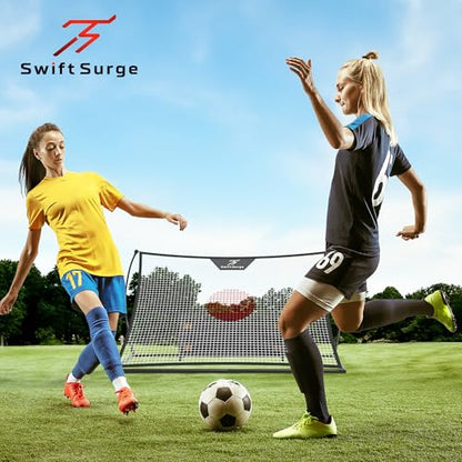 SwiftSurge Soccer Rebounder Net - Collapsible Rebounder Soccer Trainer Net with Rebound Board, Steel Iron Tubes - Soccer Ball Net Kicker for Passing, Volley & Solo Training - 6 Feet x 4 Feet