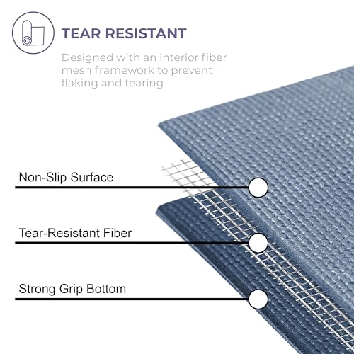 Voyage Yoga Mat, 6 Pack, 72" x 24" Professional Studio and Gym Bulk Yoga Mats, 5mm Thick, Durable, Anti-Tear, Non Slip Fitness and Exercise Mats - color: Slate