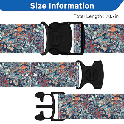 Luggage Straps for Suitcases, Travel Adjustable Belt with Quick Release Buckle, Heavy Duty Nylon Bag Packing Strap, Unique Bright Identifiers Business Travel Accessories (2 Pack) - Blue Flowers - color: Deep Blue