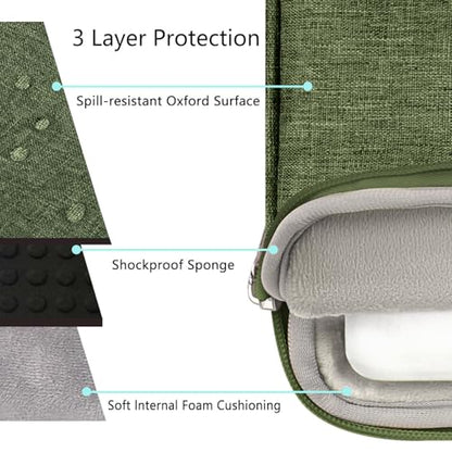 Voova Laptop Sleeve Carrying Case 13 13.6 Inch Compatible with MacBook Air 13 M1/M2/M3/M4, MacBook Pro 13/14, IPad Pro 13, Waterproof Slim Computer Cover Bag, Army Green - color: Army Green, size: 12.6-13.6 Inch