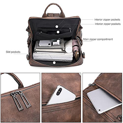 CLUCI Backpack Purse for Women Large Leather Travel Backpack Work Fashion Ladies Casual Daypack with Tassel Two-Tone Coffee - color: Two-tone Coffee
