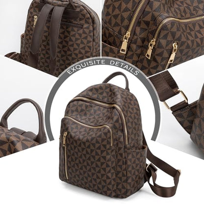 Womens Backpack Purse Leather Anti-theft Large Fashion Designer Travel Backpack Bag Men's Backpack Shoulder Bags - color: D-brown